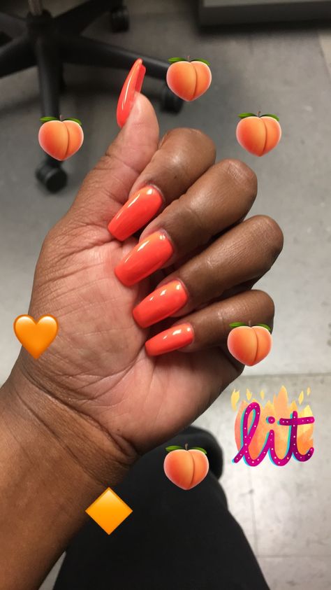 Orange Nails black girl Orange Nails Black Women, Nails Black Women, Shellac Designs, Shellac Nail Colors, Red Ombre Nails, Girls Nail Designs, Opal Nails, Clear Acrylic Nails, Classy Nail Designs