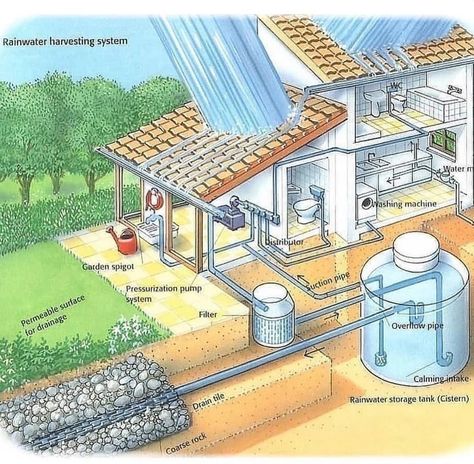 Water Collection System, Casa Hobbit, Rainwater Harvesting System, Eksterior Modern, Earthship Home, Water Collection, Rainwater Harvesting, Rain Water Collection, Earthship