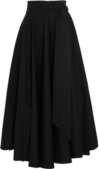 Tibi - Obi Cotton-crepe Maxi Skirt - Black Skirt Shapes, Maxi Black Skirt, Jacquard Midi Skirt, Mode Turban, Long Skirt Outfits, Black Maxi Skirt, Modest Fashion Outfits, Looks Chic, Cotton Skirt