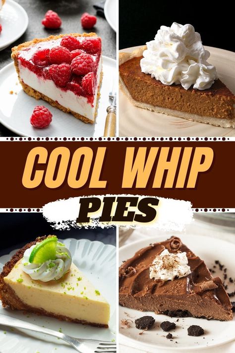 Cool Whip Pies Easy Cool Whip Pies, Pies Made With Cool Whip, Jello Pie Cool Whip Cream Cheese, Cool Whip Jello Pie, Cool Whip Snacks, Cool Whip Recipes Deserts, Cool Whip Pudding Pie, Cool Whip Pies 3 Ingredients, Yogurt Cool Whip Pie