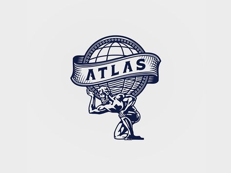 Atlas Logo by Srdjan Vidakovic Logo Globe, Logo Education, Atlas Design, Atlas Tattoo, Typography Design Inspiration, Globe Logo, Logo Design Collection, Pic Art, Logos Inspiration