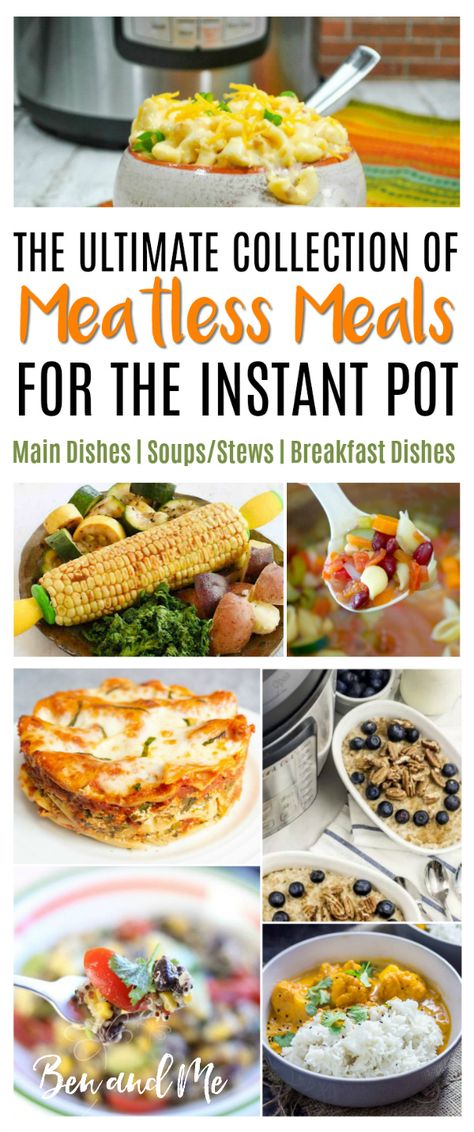 The Instant Pot pressure cooker is a great kitchen tool for vegetarians or those who want to cut their grocery budget by cooking occasional meatless meals. Here is the ultimate collection of meatless meals for the Instant Pot pressure cooker! #instantpot #instapot #instantpotrecipes #recipes #recipe #pressurecooker #pressurecookerrecipes #maindishes #breakfast #soupsandstews Chicken Instapot, Instapot Recipes Chicken, Recipes Instapot, Instapot Meals, Meals Chicken, Instant Pot Recipes Vegetarian, Vegan Instant Pot Recipes, Vegetarian Instant Pot, Grocery Budget