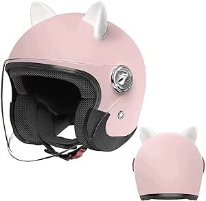 Cool Girl Pink Cat Ear Electric Motorcycle Half Face Helmet Vespa Helmet, Jet Helmet, Half Helmets, Retro 3, Half Face, Open Face, Cat Ear, Electric Motorcycle, Pink Cat