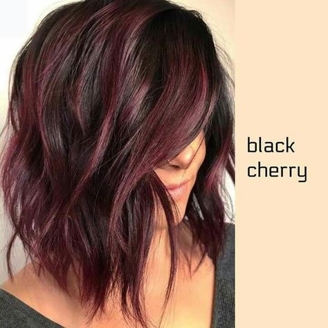 Cherry Highlights, Pelo Color Vino, Cherry Hair Colors, Cherry Hair, Fall Hair Color For Brunettes, Hey Gorgeous, Pinterest Hair, Burgundy Hair, Haircut And Color