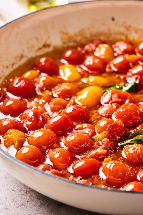 Burst Cherry Tomato Pasta | Olive & Mango Bursting Tomato Pasta, Cooked Cherry Tomatoes, Cherry Tomatoes Recipes Pasta, Cherry Tomatoes Sauce, Burst Cherry Tomato Pasta, Cherry Tomato Pasta Sauce, Tomatoes Sauce, Tomato Pasta Recipe, Cherry Tomato Recipes