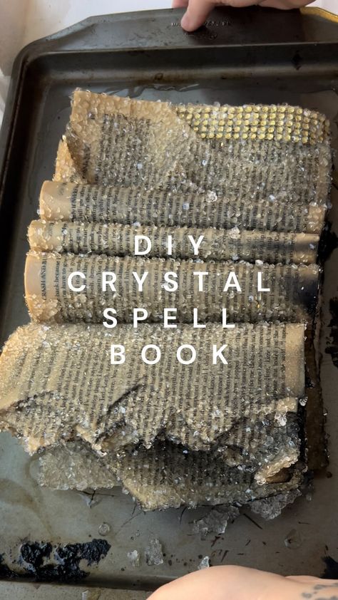 I feel like this book has some pretty good spells in it #halloween #halloweendiy #diyproject #crystals #diy | Instagram Dark Diy Decor, Witch Aesthetic Decor Diy, Borax Crystal Book Diy, Crystals Diy Crafts, Diy Crystalized Book, Crystallized Book Diy, How To Crystallize Books, Borax Book, Borax Crystals Diy Halloween