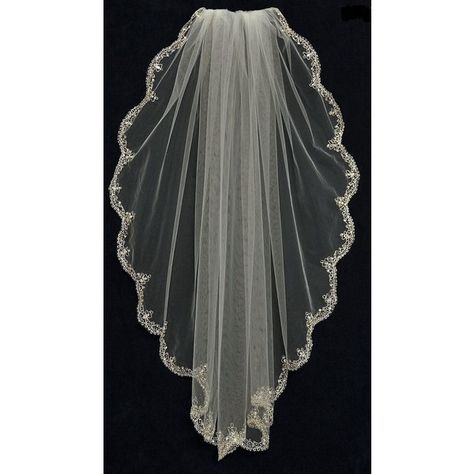 Fingertip Length Wedding Veil with Beaded Silver Scallop Embroidery ❤ liked on Polyvore featuring accessories Fingertip Length Wedding Veil, Garters Wedding, Scallop Embroidery, Barbados Wedding, Birdcage Veils, Fingertip Wedding Veils, Wedding Bridal Veils, Wedding Garters, Bridal Veils