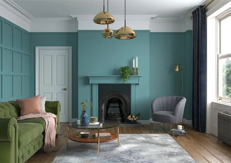 Maritime Teal - Colours | Heritage Dulux Heritage Colours, Dark Green Living Room, Heritage Paint, Dulux Paint, Dulux Heritage, Green Walls, Beautiful Interior Design, Living Room Green, Front Room