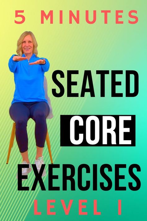 This short 5 minute seated CORE workout will help you to build stronger abs and a lower back. The exercises are done slowly for safety and focus on learning the basics. Core Exercises For Seniors, Sitting Down Exercises, Chair Exercises For Abs, Core Exercises For Beginners, Core Exercises For Women, Exercises For Seniors, Stronger Core, Seated Exercises, Best Core Workouts