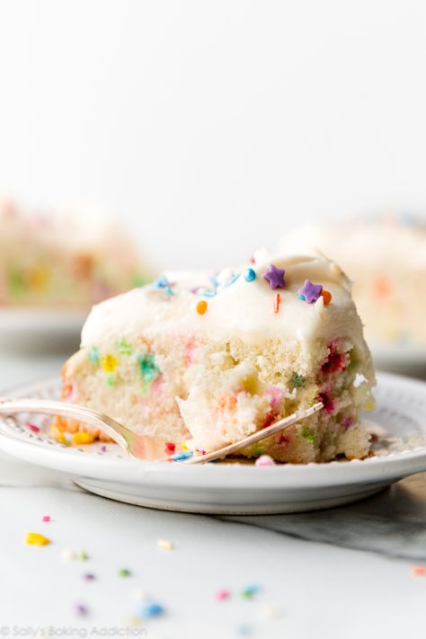 Single Layer Funfetti Cake, Single Layer Birthday Cake, Vanilla Sprinkle Cake, Cake Funfetti, Perfect Birthday Cake, Sally's Baking, Homemade Frosting, Bake Cake, Sprinkle Cake