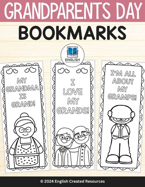 Grandparents Day Bookmarks - English Created Resources Kids English Worksheets, English Created Resources, Bookmarks Craft, Grandparents Day Activities, Grandparents Day Crafts, Teaching Shapes, English Activities For Kids, Alphabet Phonics, Name Crafts