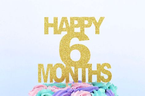 Happy 6 months Cake Topper, 1/2 Birthday Glitter Cake Topper, Smash Cake, 6 month Birthday, Sparkly Topper, Half Birthday, half cake topper by PrettyCuteCuts on Etsy 6 Months Cake, Happy 6 Months, 6 Month Birthday, Half Cake, Moana Theme Birthday, Oh Baby Cake Topper, Gender Reveal Cake Topper, Happy Birthday 18th, Birthday Glitter