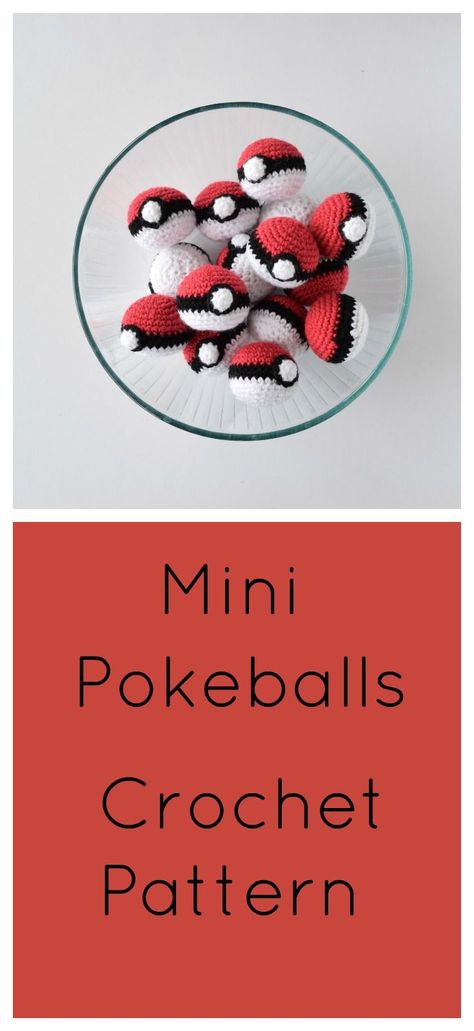 Mini Pokeballs- Free Crochet Pattern Easy Fast Amigurumi, Crochet Projects For Gamers, Marvel Crochet Patterns, Microcrochet Patterns Free, Nerdy Crochet Patterns Free, Crochet Fast Projects, Easy Fast Crochet Projects, Fast Crochet Patterns, Fast Crochet Projects