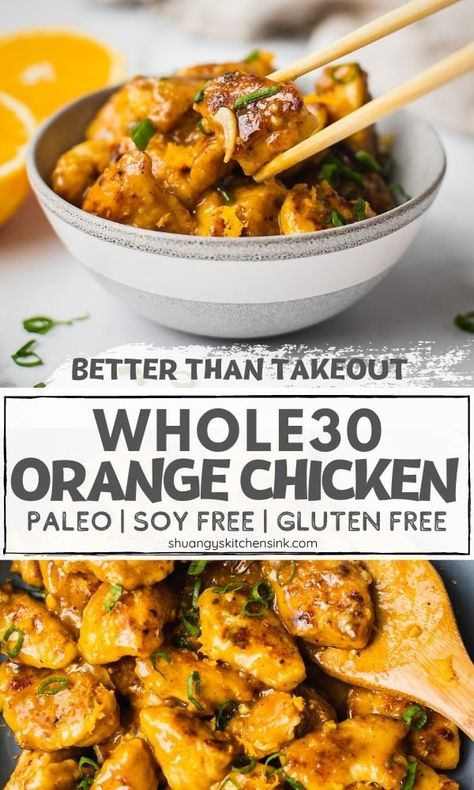 This Orange Chicken recipe is delicious, and so easy to make. It makes the perfect dinner served over cauliflower rice or jasmine rice, and steamed broccoli. You won't believe how Popular this recipe is in the SKS community. Try it and let me know what you think in the comment below! Whole 30 Orange Chicken, Paleo Orange Chicken, Chicken Nutrition Facts, Whole 30 Chicken Recipes, Chinese Orange Chicken, 2024 Meals, Healthy Orange Chicken, Paleo Ideas, Gluten Free Chinese