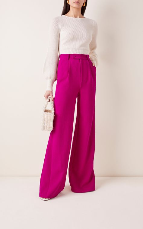 Pink Pants Outfit, Wide Leg Pants Outfit, Rebecca De Ravenel, Pink Trousers, Cool Winter, Pink Pants, Pantalon Large, Looks Chic, Professional Outfits