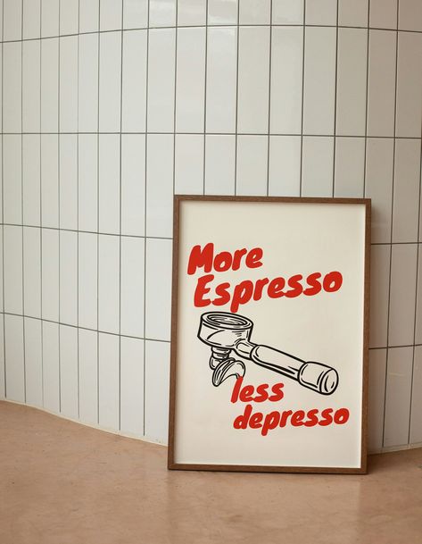 Coffee Bar Letterboard, Retro Coffee Bar, More Espresso Less Desperado, Coffee Aesthetic Poster, Wall Art For Cafe, Vintage Coffee Bar, Art Deco Cafe, Cozy Wall Art, Trendy Cafe