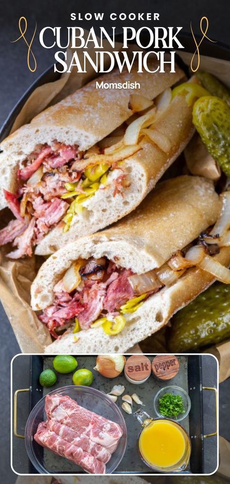 Carnitas Recipes, Cuban Pork Sandwich, Cuban Pork Roast, Cuban Pulled Pork, Awesome Sandwiches, Cuban Sandwich Recipe, Slow Cooker Cuban Pork, Pork Sandwich Recipes, Roast Pork Sandwich