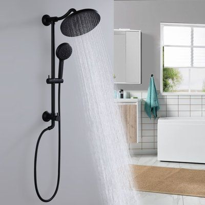 Rain Shower With Handheld, Shower Head Ideas With Handheld, Black Shower System With Handheld, Black Shower Heads With Handheld, Rainfall Shower Head With Handheld, Showerhead With Handheld, Black Shower Heads, Shower Faucet Ideas Bathroom Fixtures, Shower With Handheld Sprayer