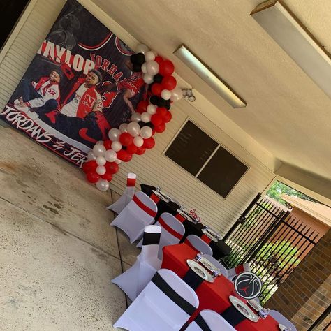 Jersey And Jordans Party Theme, Jersey Party Decorations, Jersey Party Ideas, Joshua Birthday, Jordan Year, End Of School Party Ideas, End Of School Party, School Party Ideas, School Jersey