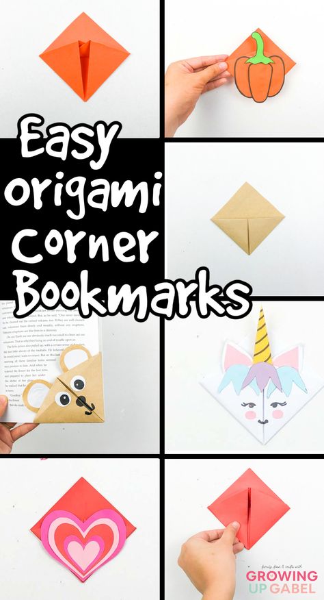 Origami Bookmark Step By Step, Diy Corner Bookmarks, Corner Bookmarks Diy Free Printable, Diy Corner Paper Bookmarks, Origami Bookmark Corner Step By Step, Corner Bookmarks Paper, Unicorn Corner Bookmark, Origami Bookmark Corner Flower, Origami Book Marks Corner Bookmarks