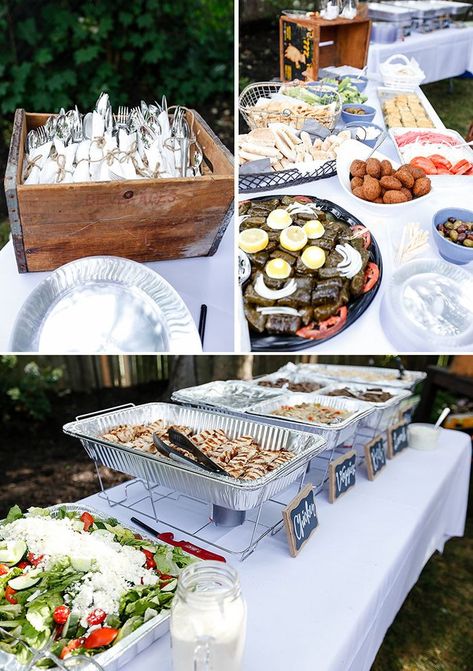 Bbq Engagement Party Decorations, Engagement Party Recipes, Small Engagement Party, Backyard Engagement Party, Engagement Party Bbq, Outdoor Engagement Party, Backyard Engagement, Reception Buffet, Backyard Engagement Parties