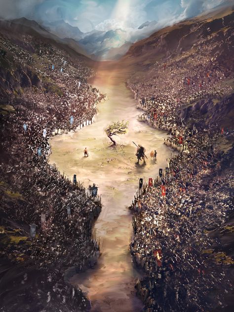 David & Goliath book cover commission by Julian Bauer David And Goliath Wallpaper, David Vs Goliath Wallpaper, David And Goliath Art, Biblical Stories Art, David Vs Goliath Art, Biblical Landscapes, Fantasy Battle Scene, Bible Illustrations Art, Apocalypse Art Bible