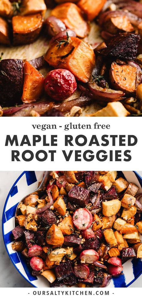 Roasted Root Veggies, Thanksgiving Side Dish, Vegan Thanksgiving Recipes, Root Veggies, Roasted Root Vegetables, Roasted Pecans, Healthy Thanksgiving, Thanksgiving Side, Vegan Thanksgiving