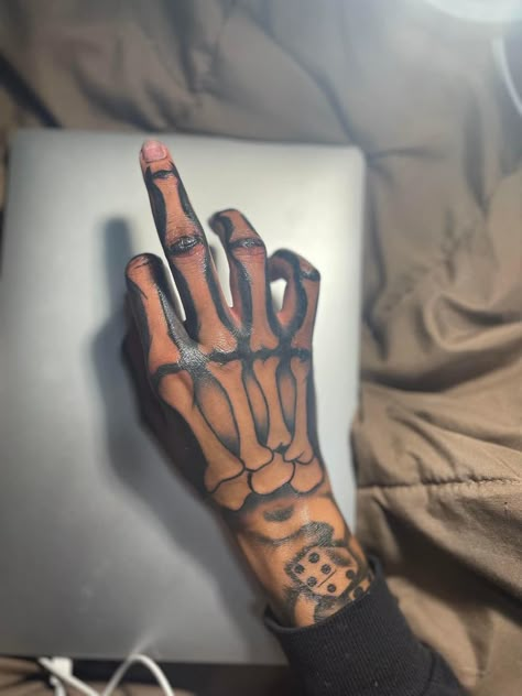 Hand Tattoos Mouth, Hand Tattoos Bones, Hand Tattoos For Guys Aesthetic, One Piece Hand Tattoo, Skeleton Tattoo Hand Men, Hood Hand Tattoos, Tattoo Designs Men Leg, Black Men Hand Tattoos, Neck Tattoo For Guys Black Men