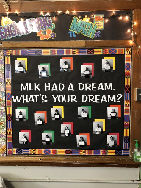 Mlk Bulletin Board Ideas, Mlk Bulletin Board, Kindergarten February Activities, History Door Decorations, Bsu Ideas, Class Mural, Social Studies Bulletin Boards, Up Bulletin Board, Teacher Door Decorations