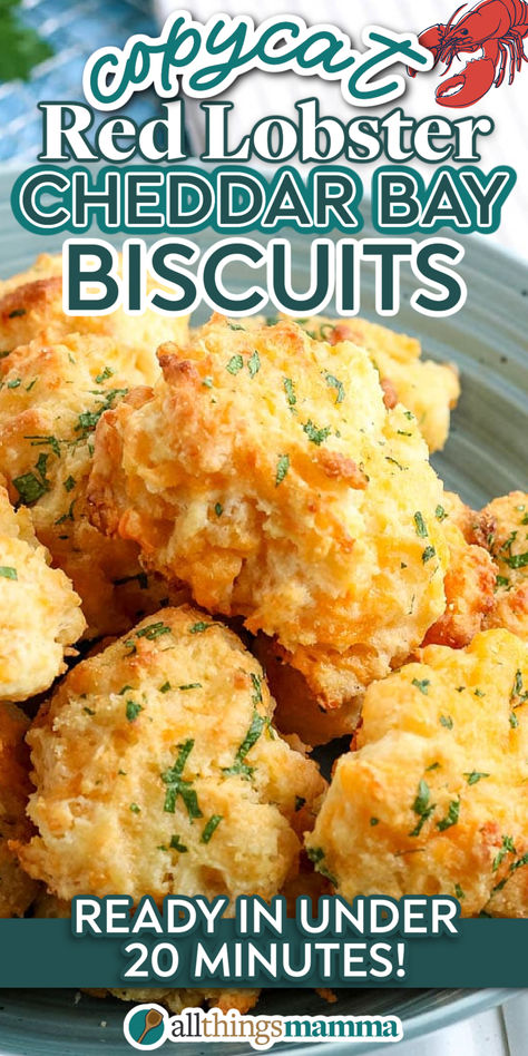 design graphic pin of Red Lobster Cheddar Bay Biscuits Recipe. Cheese Biscuits Red Lobster, Bisquick Drop Biscuits, Red Lobster Cheddar Bay Biscuits Recipe, Cheddar Bay Biscuits Recipe, Copycat Red Lobster, Cheesy Biscuits, Red Lobster Cheddar Bay Biscuits, Red Lobster Biscuits, Easy Baked Pork Chops