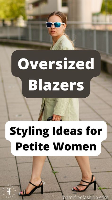 harmfree fashion models oversized blazers for petite women style outfit ideas street style fashion influencer How To Style Long Blazer Work Outfits, Blazer Outfits Petite, Oversized Blazer Outfits Casual, Oversized Blazer Women Outfit, Oversized Blazer Office Outfit, Boyfriend Jacket Outfit Blazers, Hairstyles With Blazer Outfit, Styling Oversized Blazer For Work, Oversized Blazer Summer Outfit