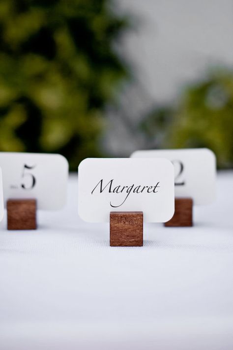 blocks Wooden Place Card Holders, Just Married Banner, Place Card Holders Wedding, Photo Presentation, Rustic Vintage Wedding, Name Card Holder, Party Table Settings, Personalized Thank You Cards, Event Signage