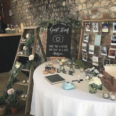 Instax Ideas, Wedding Photo Table, Wedding Welcome Table, Backyard Wedding Ceremony, Welcome Table, Photo Booths, Salou, Wedding Ceremony Decorations, Wedding Event Planning