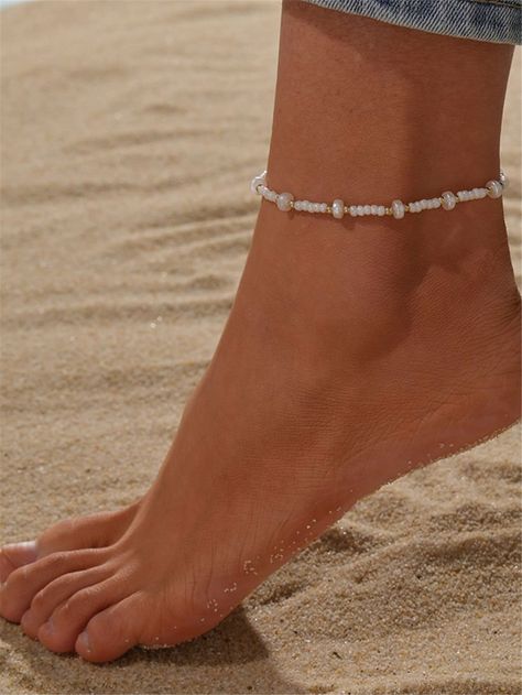 Ankle Braclets, Pearl Ankle Bracelet, Beaded Ankle Bracelets, Embellished Fashion, Beaded Ankle, Pearl Anklet, Beaded Anklet, Beaded Anklets, Foot Jewelry