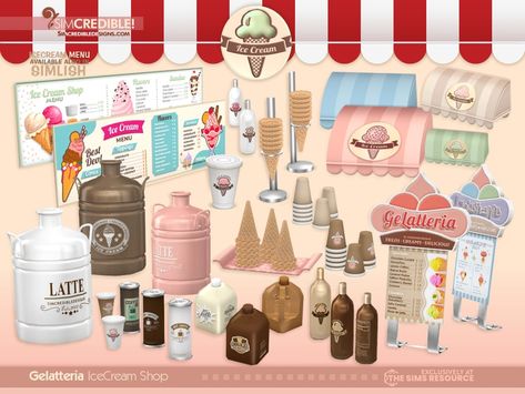 The Sims Resource - Gelatteria Goodies Papan Menu, Sims 4 Restaurant, Ice Cream Sign, Ice Cream Menu, Furniture Cc, Ice Cream Decorations, Sims 4 Kitchen, Sims 4 Cc Kids Clothing, Sims 4 Clutter