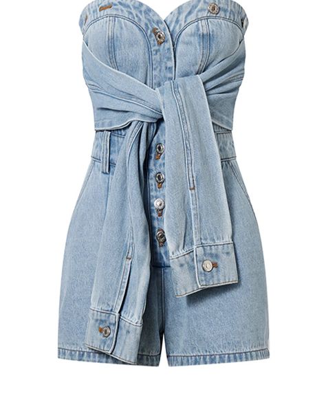 Denim Tube Rompers Denim Jumper Outfit, 90s Fashion Grunge Outfits, Tube Top Romper, Denim Tube Top, Tube Romper, Denim Playsuit, Denim Jumper, Baby Tees Y2k, High Fashion Outfits