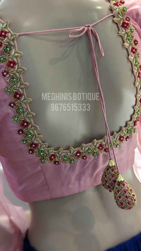 Trendy Blouse Embroidery Designs, Magam Cutwork Designs, Embroidery Designs For Pattu Blouses, Trendy Maggam Work Blouses, Simple Cutwork Maggam Work Blouses, Dress Maggam Work Designs, Blouse Works Latest, Hand Mirror Work Blouse Design, Mirror Maggam Work Blouse Designs Latest