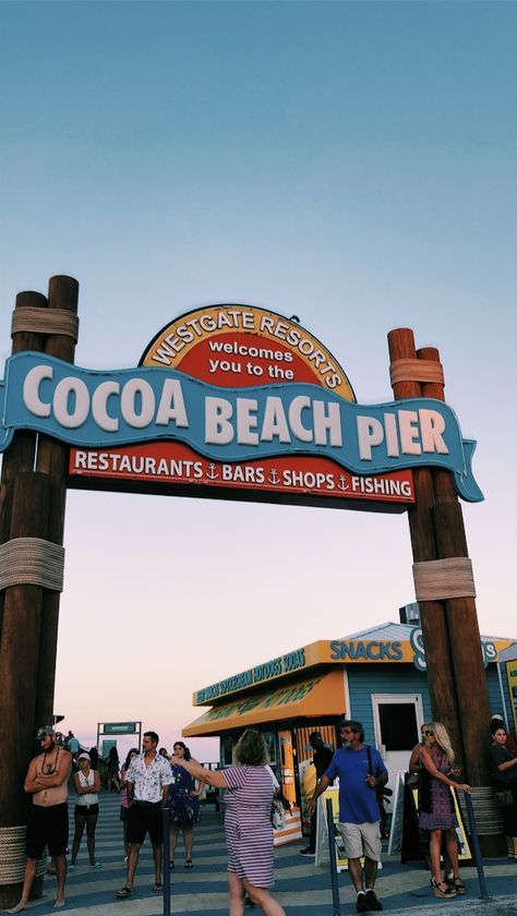 Cocoa beach pier is the absolute cutest. It has a restaurant overlooking the beach, little shops, and historical facts and pictures everywhere about the areas history.  #florida #cocoabeach #beach #vacation #travel #pier Coco Beach Florida, Beach Kayak, Florida Pictures, Miss Florida, Cocoa Beach Florida, Seaside Florida, Places In Florida, Florida Restaurants, Best Vacation Spots