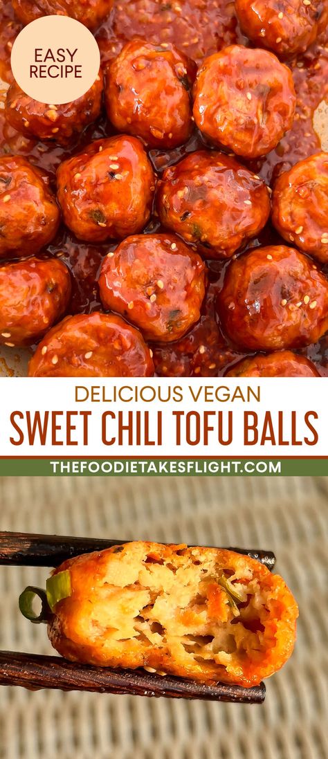 Sweet Chili Tofu, Tofu Balls, Chili Tofu, Tofu Recipes Vegan, Tofu Dishes, Vegan Main Dishes, Tasty Vegetarian Recipes, Vegan Appetizers, Tofu Recipes