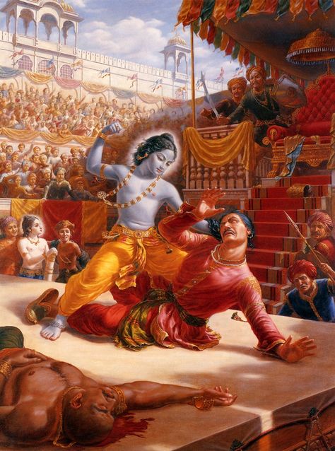 krishna fighting | Krishna Fighting with King Kamsa in the Arena Krishna Birth, Iskcon Krishna, Krishna Lila, Krishna Leela, Krishna Hindu, Shree Krishna Wallpapers, Lord Krishna Hd Wallpaper, Hinduism Art, Vedic Art