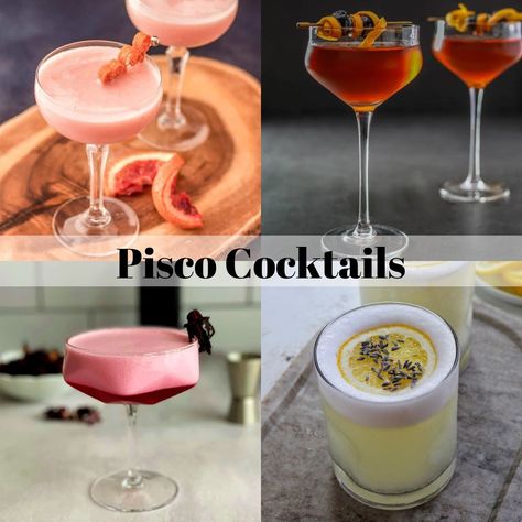 Pisco Punch Recipe, Pisco Cocktails Recipes, Pisco Drinks, Peruvian Party, Pisco Cocktails, Pisco Sour Recipe, Chilean Food, Brandy Cocktails, Craft Cocktail Recipe