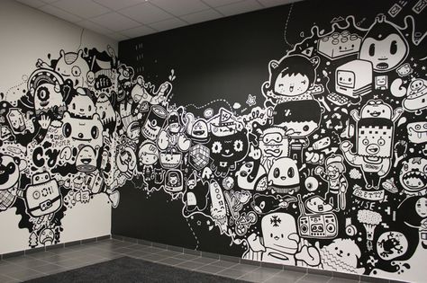 aargh for leagas delaney prague | by ΛOKU Wall Doodle Art, Collage Doodles, Wall Doodle, Wall Doodles, Wall Graphics Design, Seni Mural, Doodle Wall, Office Mural, Arte Doodle