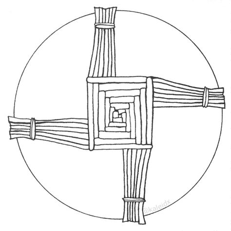 Black Brigid's cross outline on white background colouring page Mandala Drawing Of God, Drawing Of God, Imbolc Brigid, Unique Mandala Drawing, Brigids Cross, Brigid Cross, St Brigid Cross, Shadows Art, Cross Coloring Page