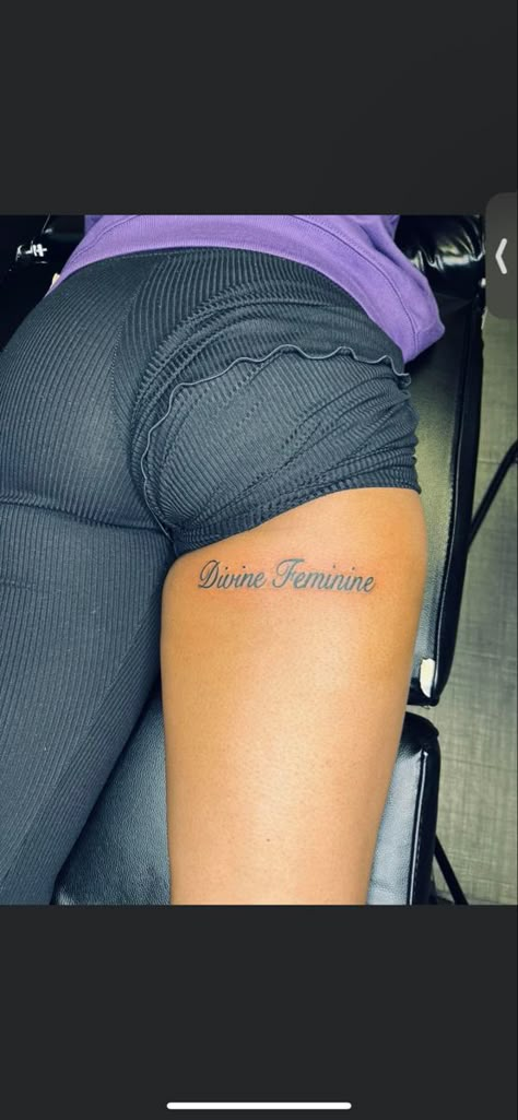 Tattoos Above The Buttocks, Underneath Buttcheek Tattoo, Under Buttcheek Tattoo Women Name, Word Tattoos For Women On Thigh, Under Buttcheek Tattoo Women Words, Under But Tattoos For Women, Name Tattoo Under Bum Cheek, Under Cheek Tattoos For Women, Above Buttcrack Tattoo Woman