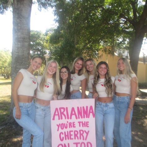 Cherry Sorority, Funny Big Little Reveal Themes, Cherry Theme, Little Gifts Sorority, Sorority Themes, Big Little Basket, Tri Delt, Big Little Shirts, Sorority Events