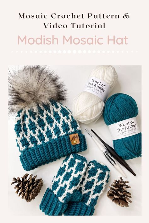 Mosaic Crochet Beanie Pattern, Brianna K Designs Crochet, Mj Off The Hook Designs Free Pattern, Mj Off The Hook Designs, Crochet Mitts, Crochet Caps, Crochet Mittens Free Pattern, Crochet Mosaic, Crochet Mittens Pattern