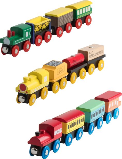 Amazon.com: Wooden Train Set 12 PCS - Train Toys Magnetic Set Includes 3 Engines - Toy Train Sets For Kids Toddler Boys And Girls - Compatible With Thomas Train Set Tracks And Major Brands - Original - By Play22: Toys & Games Toy Trains For Kids, Train Concept, White Carousel, Train Garden, Blender Art, Wood Train, Thomas Train, Magnet Toys, Toy Trains Set