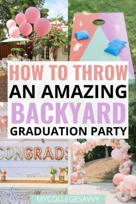 Hosting an outdoor graduation celebration? Here are the absolute best backyard grad party ideas that you'll want to copy. Girls Grad Party Ideas, College Grad Party Ideas Decorations, Graduation Garden Party Ideas, Grad Party Entertainment Ideas, Backyard Grad Party Decorations, Grad Party Backyard, Girls Graduation Party Ideas, Backyard Graduation Party Decorations, Backyard Grad Party Ideas