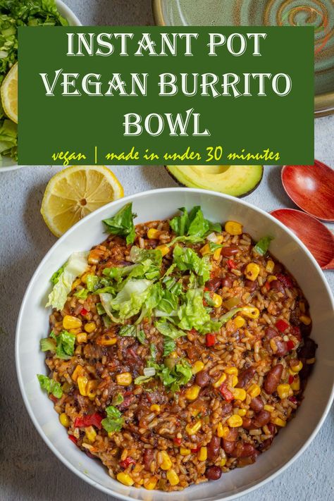 Vegan Burrito Bowl is a simple recipe, which doesn’t require a whole lot of preparation. I make it in Instant pot so basically, it’s a dump & go type recipe. That is, you put everything in and let Instant Pot do its magic. #veganburritobowl #burritobowl #burritobowlrecipe #burritobowlhealthy #burritobowlvegan #burritobowlvegetarian #vegnaburritobowlhealthy #veganburriotbowleasy #vegnaburritobowlinstantpot Vegan Burrito Bowl, Healthy Burrito Bowl, Instant Pot Vegan, Burrito Bowls Recipe, Vegan Burrito, Vegan Thanksgiving Recipes, Brunch Dishes, Vegan Bowls, Sauteed Veggies