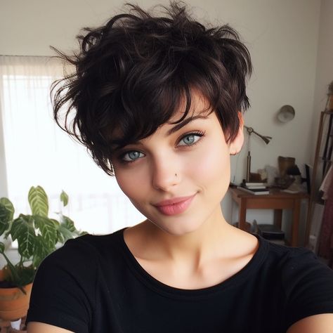 Layered Pixie With Bangs, Pixie With Bangs, Tousled Layers, Longer Layers, Classic Pixie, Layered Pixie, Messy Short Hair, Edgy Short Hair, Haircuts For Curly Hair